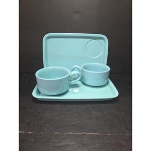 Hall Teal Blue Sandwich Plate & Soup Cup, Set Of 2, Vintage Retro Tableware, Replacement