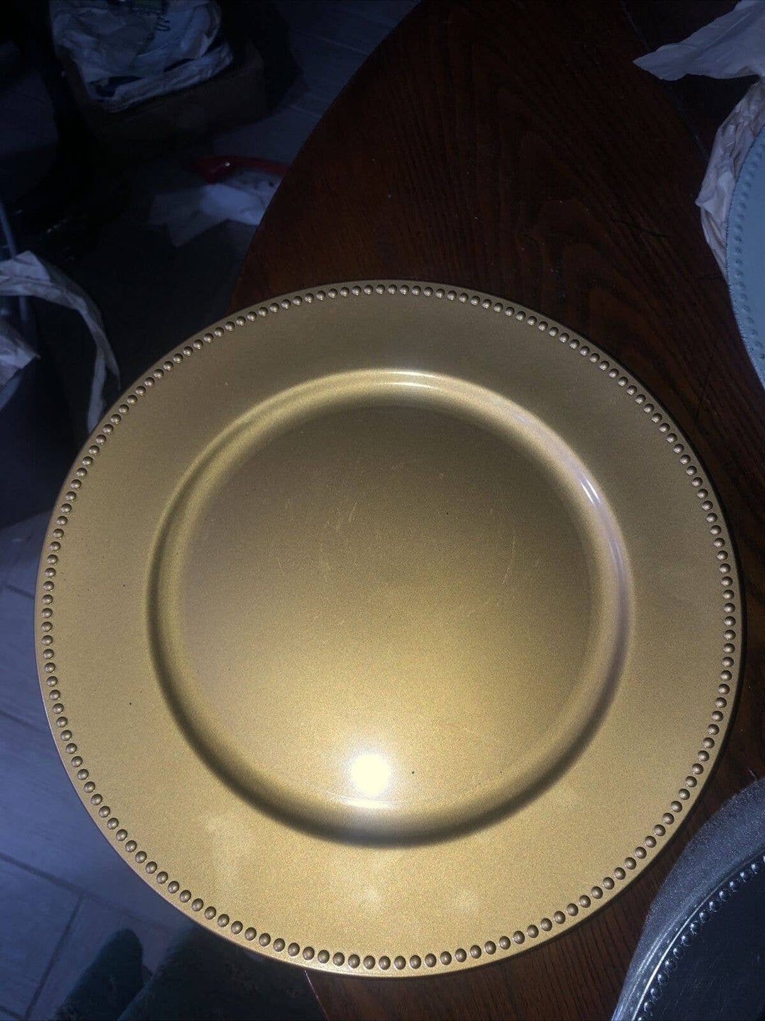 Gold Charger Plates With Beaded Rims 13 in new Set of 10 Etsy