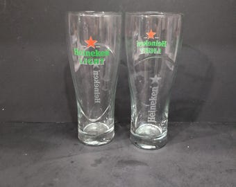 Heineken light-bierglazen, set van 2, Red Star-ontwerp, 7,25 inch hoog, drinkglas, bargerei voor thuis