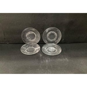 Tiffin-Franciscan Style Clear Saucers, Set of 4, Vintage Etched Leaf Berries, Replacement Tableware