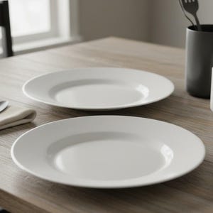 Pottery Barn Great White Salad Plates, Set of 2, Modern Minimalist Stoneware, Replacement Dinnerware