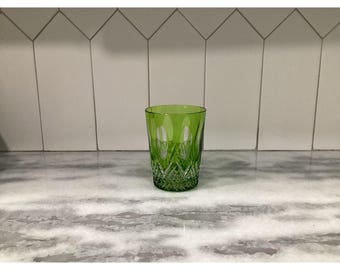 Nachtmann Traube Green Lowball Tumbler, Vintage Cut Crystal Rocks Glass, Emerald Barware, Replacement Drinkware