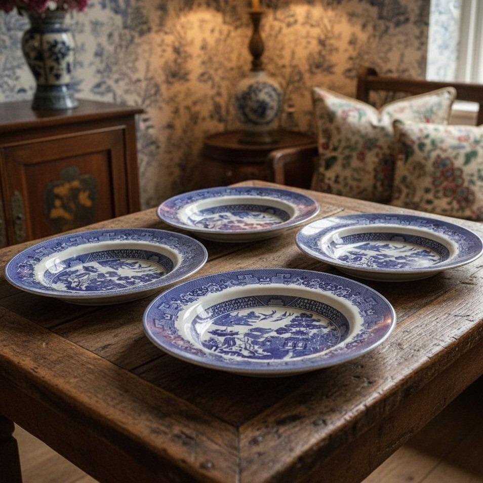 Blue Willow サラダボウル4 Blue Willow Salad Bowls - Etsy