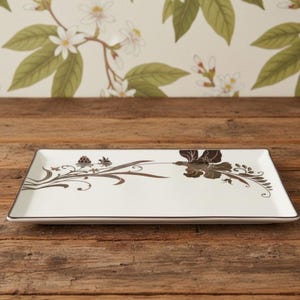 Mikasa Cocoa Blossom Rectangular Serving Tray #SL170, Vintage Floral Porcelain Serveware, Replacement Tableware