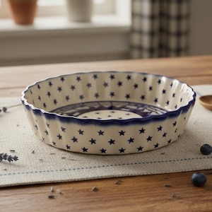 Cazuela Boleslawiec de cerámica polaca, modelo Winters Eve, cuenco de gres vintage para servir, utensilio de cocina de repuesto.