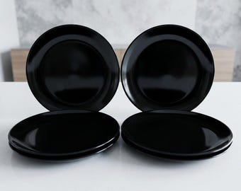 Platos de ensalada Ikea Fargrik de 20 cm (8"), color negro brillante, juego de 4 (15199)