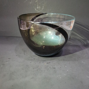 Art Glass Bubble Bowl, Clear Auburn Design, Hand Blown Decor, 6&quot; x 8&quot; Centerpiece, Table Decor, Gift Idea