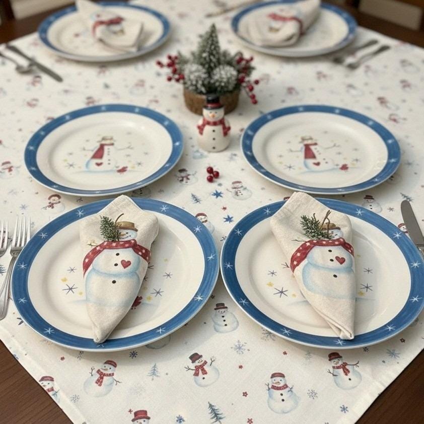 Vintage Snowman Dinner Plates - Etsy