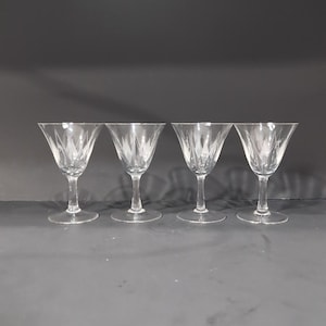 Art Deco Wine Glasses, Vintage Martini Glasses, Etched Glass Set of 4, Bar Decor, Cocktail Party Essentials