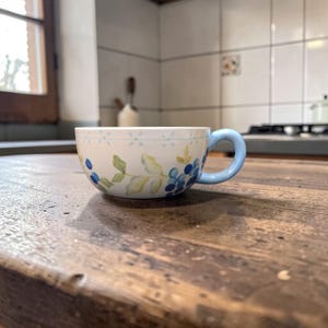 Tracy Porter Hand-Painted Jumbo Mug, “Blueberries Annette” Ceramic Coffee, Vintage Soup Cup