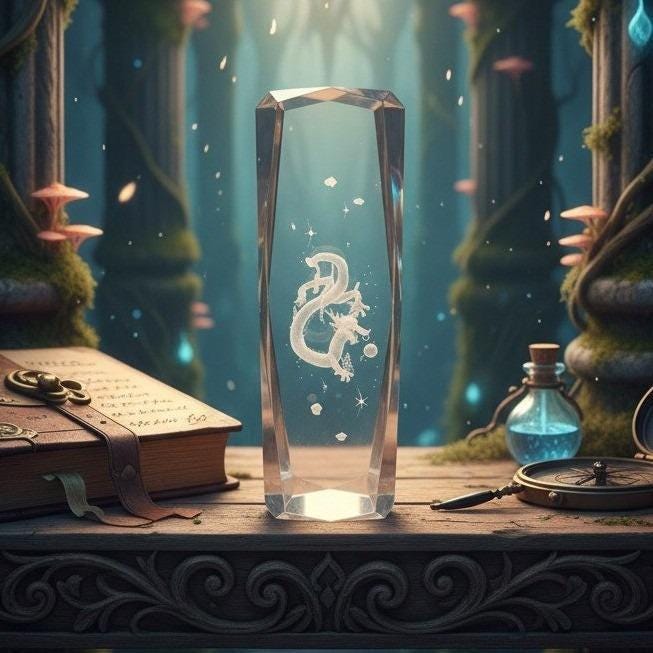 レーザーエッチング加工の3Dドラゴンクリスタルペーパーウェイト