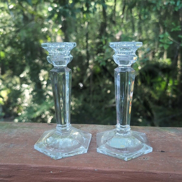 Mikasa "CAMBRIDGE" 6" Crystal Candlesticks, Lead Crystal Candle Holders, Germany Made