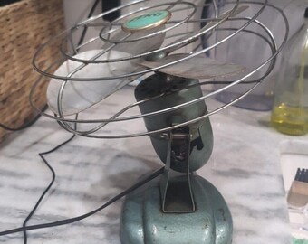 Mcgraw Zero Desk Fan #1275, Four Blade Metal Cage, Vintage Art