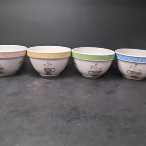 Signature Housewares Riviera Van Beers Coffee Shop Bowls, Set of 4 Stoneware, Kitchenware, Dining Set, Tableware
