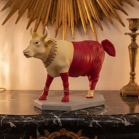 6 CowParade【カウパレード】牛置物 Princess Leticia Cow Parade Diamonds Are A Cow's Best Friend Figurine, Westland
