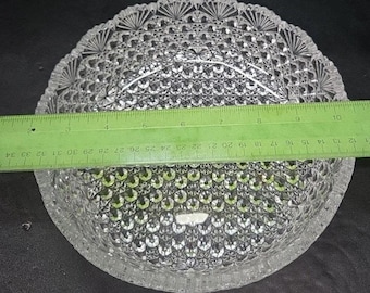 Hoya Japan Clear Crystal Serving Bowl, Vintage Faceted Iceberg Cut