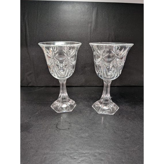 Crystal Cut Glass Kompottschalen, 2er-Set, Vintage Stemed Klarglas, Ersatzmittelstücke