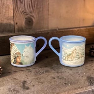 Certified International Mountain Summit Coffee Cups, Set of 2, Southwestern Native American  Ceramic Mugs