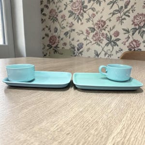 Hall Teal Blue Sandwich Plate & Soup Cup, Set Of 2, Vintage Retro Tableware, Replacement