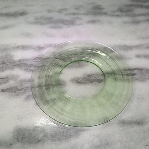 Block Optic Uranium Glass Plate, Green Depression Glass, Fluorescent 8" Plate, Vintage Home Decor
