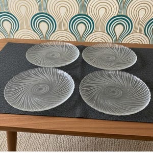 Arcoroc Seabreeze Salad Plates, Set of 4, Vintage Clear Glass Swirl, Replacement Dinnerware, France
