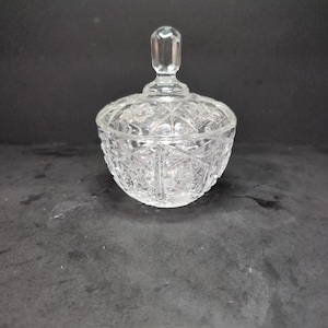 Anchor Hocking Star Of David Glass Bowl, Crystal Sugar/Candy Dish, Vintage Pressed Glassware, Elegant Kitchen Decor