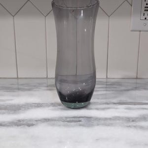 Hand Blown Purple Glass Flower Vase 7.75" H, Plum Floral Vase, Bulbous Body Vase, Purple Smoke Vase, Elegant Home Decor