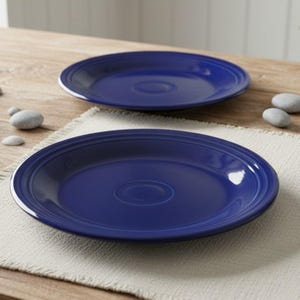 Conjunto de 2 pratos de jantar Fiestaware Bistro Coupe azul cobalto, louça de cerâmica vintage, HLC
