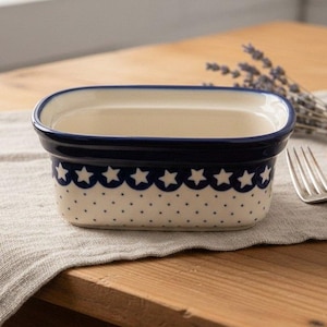 Boleslawiec Polish Pottery Stars Casserole Dish, No Lid, Vintage Stoneware, Replacement Kitchenware