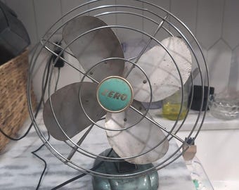McGraw Zero elektrisk skrivbordsfläkt 1275, fyra blad, vintage art déco kontorsinredning
