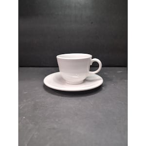 Fiesta White Tea Cup Mug & Plate Set, Vintage Homer Laughlin Fiestaware, Retro Dinnerware, Collectible Gift