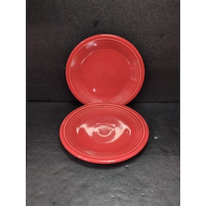 Fiesta Scarlet Red Dessert Plates, Set of 2 Plates, Homer Laughlin 7.25&quot;, Fiestaware Collectibles, Kitchen Gift