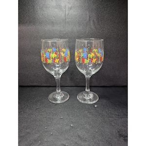 Libbey Vintage Happy Birthday Wine Glasses Set of 2, Glass Stem Party Decor, Stemmed Wine Glass, Celebration Gift for Her