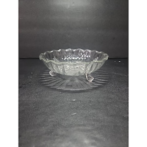 Anchor Hocking Star Flower Etched Candy Bowl, Tri-Footed Glass Dish, 1930s Vintage Collectible, Antique Glassware