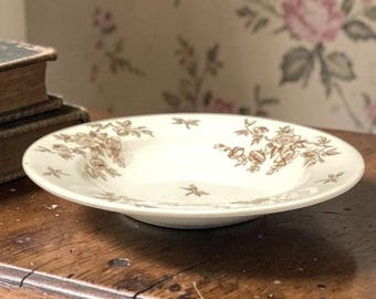 Ashworth Brothers Brown Floral Ironstone Bowl, Vintage Transferware Dish, Replacement Tableware, Antique Dinnerware