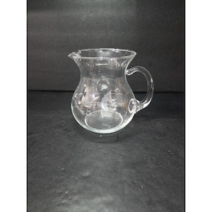 Princess House Heritage Crystal Pitcher, Vintage Handblown Etched Design, 5 3/4&quot; 32oz Pouring Jug, Classic Home Barware