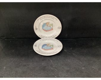 Peter Rabbit Child's 7" Plate Bedtime Mother Tuck In Tea 1993 Wedgewood set 2