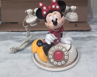 Disney Minnie Mouse Telephone, Vintage Push Button Phone, Tested Demo Button