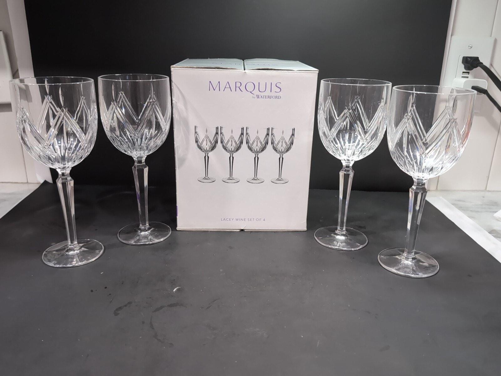 Marquis Waterford Crystal Lacey Wine Glasses, Set of 4, Clear Stemware,  Sophisticated Drinkware, Boxed
