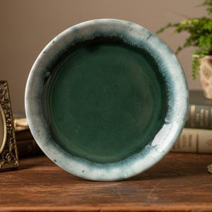 Plato de pan Hull Agate azul verdoso, gres vintage, cerámica americana con esmalte jaspeado, vajilla de repuesto