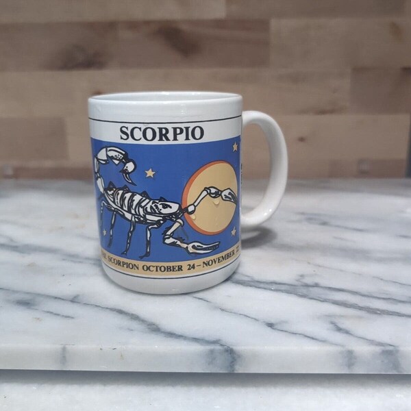 L. Croft Scorpio Zodiac Coffee Mug 1993, Westwood Hay Ward CA, Vintage Tea Cup, Astrology Gift, Retro Horoscope Mug