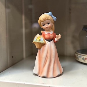 Porcelain Girl With Flower Basket Figurine - Etsy