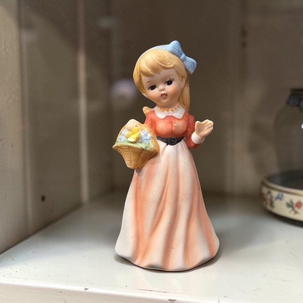 Porcelain Girl With Flower Basket Figurine - Etsy
