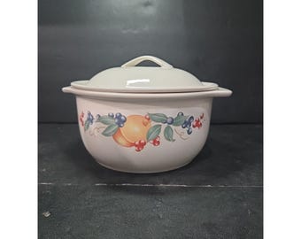 Corelle Coordinates Abundance Fruit 1.5Qt Covered Casserole, Vintage Stoneware Dish, Replacement Bakeware