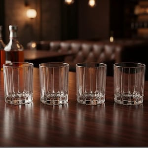 Lenox Radcliff Clear Whiskey Glasses, Set of 4, Heavy-Base Short Tumblers, Replacement Barware