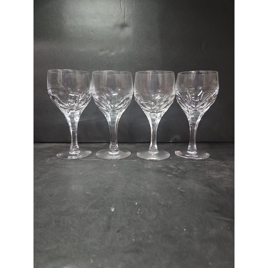Atlantis Evora Panel Cut Crystal Glasses, Set of 4, Water Glasses, 6 ...