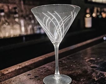 Copa de Martini Mikasa Cheers, cristalería de repuesto grabada, cristalería transparente con patrón diagonal, copas para cócteles