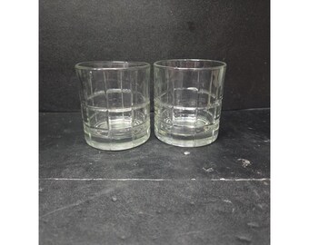 Anchor Hocking Clear Tartan Manchester Old Fashion Tumblers, Set Of 2, Replacement Lowball Glasses