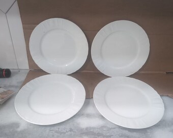 Farberware Lattice White 4482 Salad Plate Set, 7.75" Plates, Set of 4, Ceramic