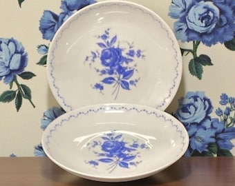 Alboth & Kaiser Bavaria Salad Bowls, Set of 2, Vintage Blue Floral Design, Replacement Tableware